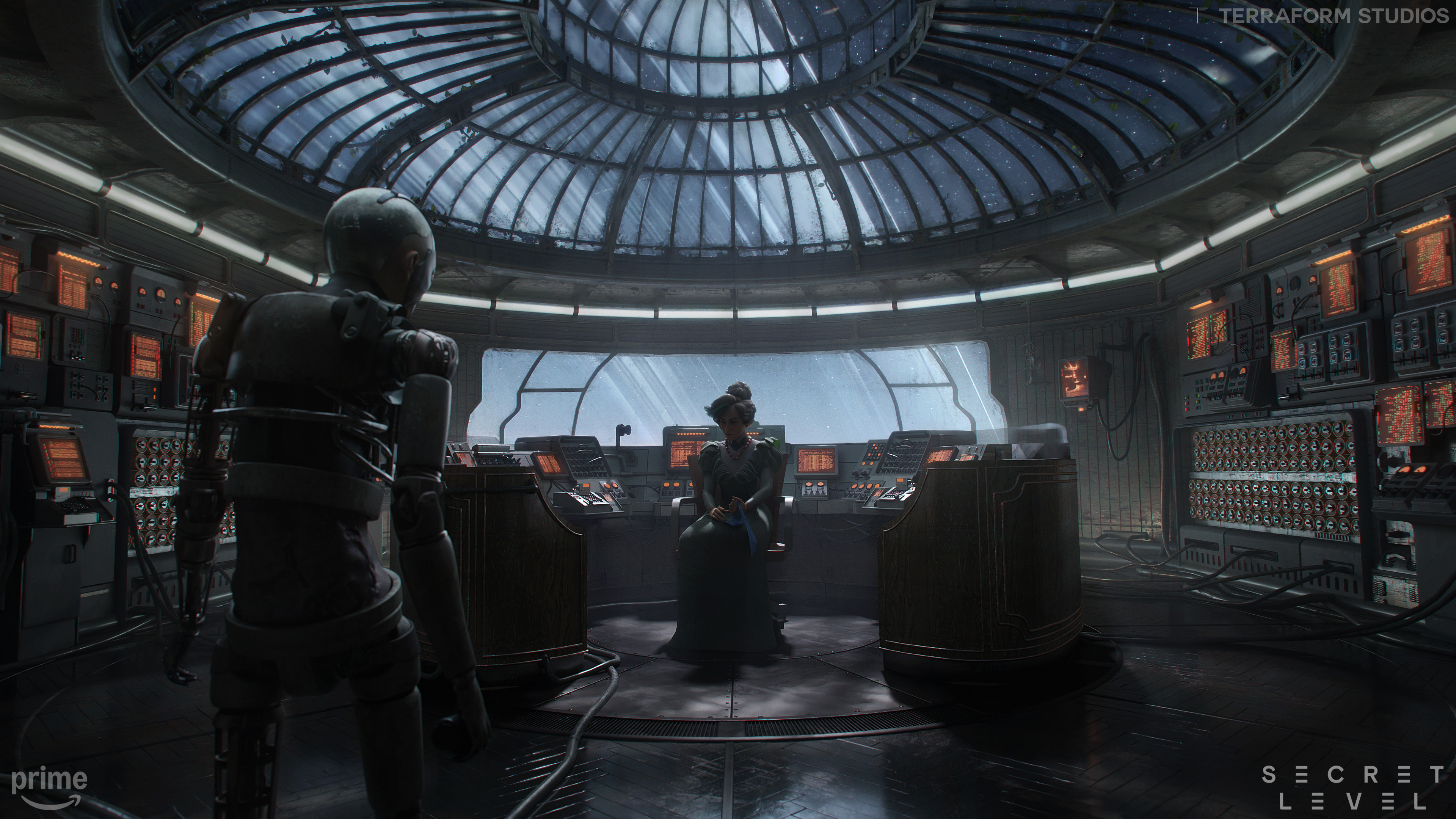 Security room concept art by Alex Pi for Secret Level The Outer Worlds